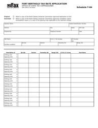 Document preview: Form SFN29412 Schedule T-84 Fort Berthold Tax Rate Application - North Dakota