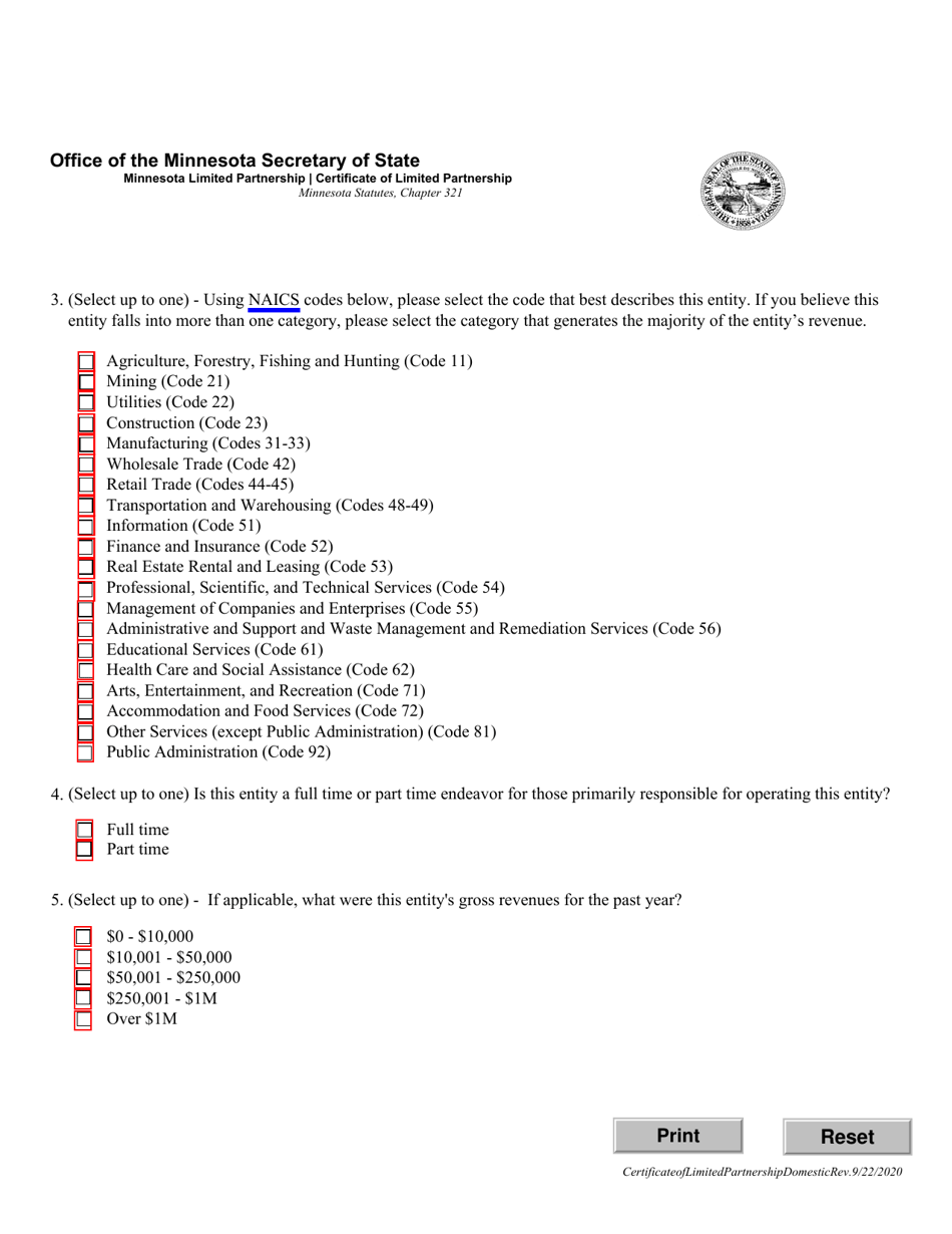 Certificate of Limited Partnership - Minnesota, Page 3