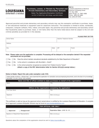 Document preview: Form R-1372 Purchases, Leases, or Rentals by Parochial and Private Elementary and Secondary Schools Sales Tax Application/Exemption Certificate - Louisiana