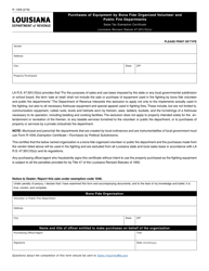 Document preview: Form R-1359 Sales Tax Exemption Certificate for Purchases of Equipment by Bona Fide Organized Volunteer and Public Fire Departments - Louisiana