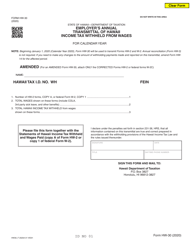 Document preview: Form HW-30 Employer's Annual Transmittal of Hawaii Income Tax Withheld From Wages - Hawaii