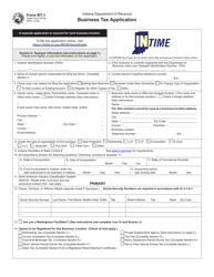 Form BT-1 (State Form 43760) Business Tax Application - Indiana