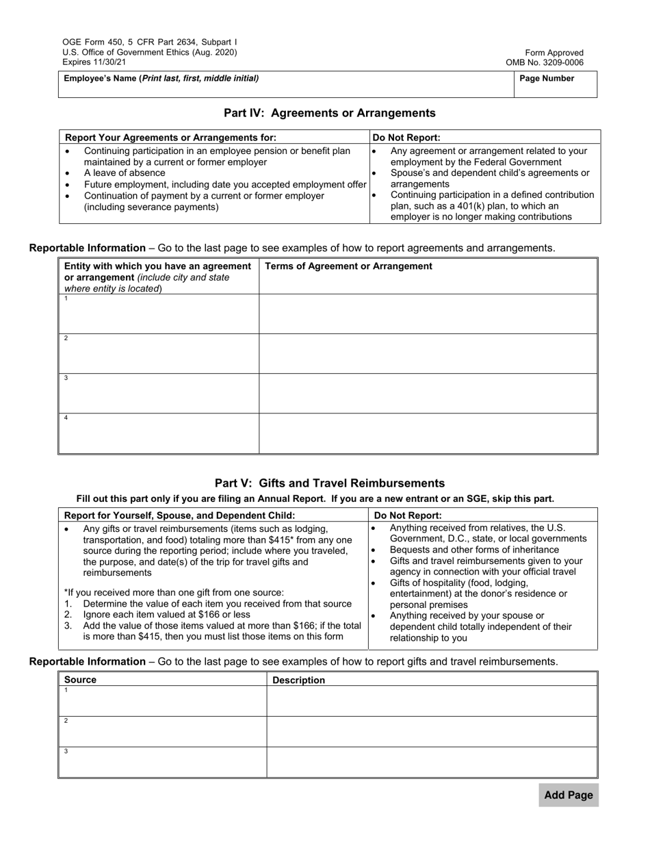 OGE Form 450 Download Fillable PDF or Fill Online Confidential ...