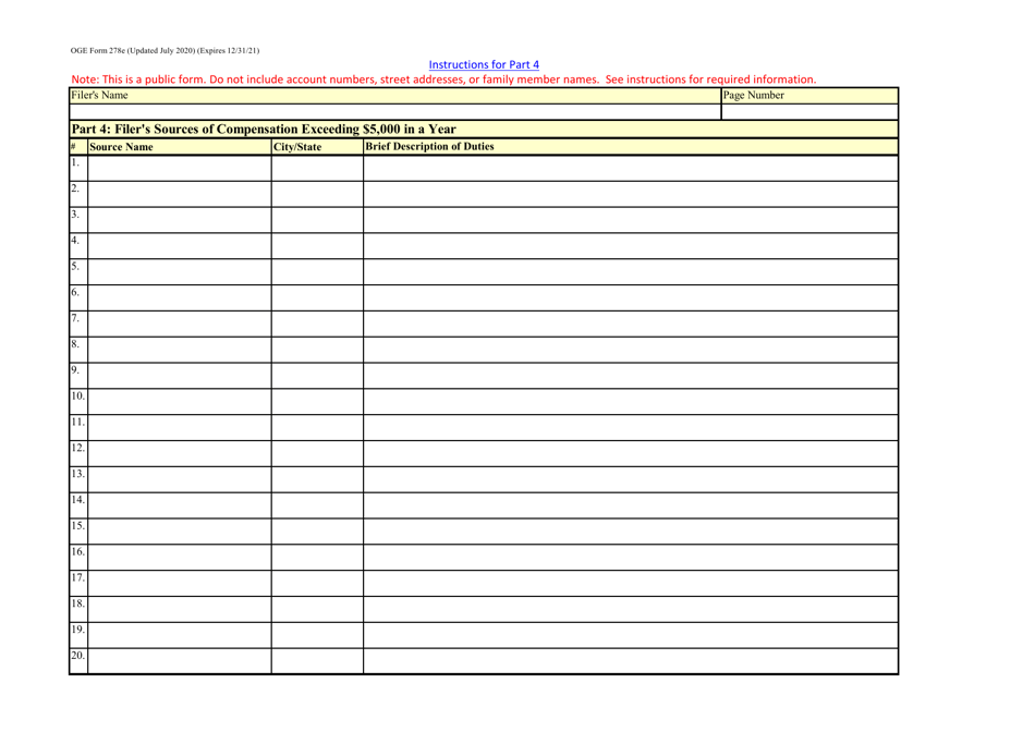 OGE Form 278E Executive Branch Personnel Public Financial Disclosure Report, Page 15