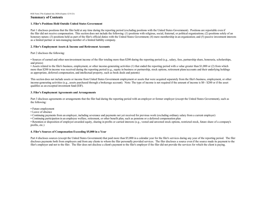 OGE Form 278E Executive Branch Personnel Public Financial Disclosure Report, Page 21