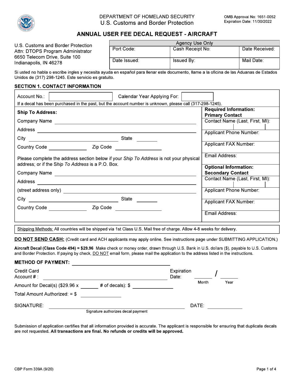 Cbp Form 3299