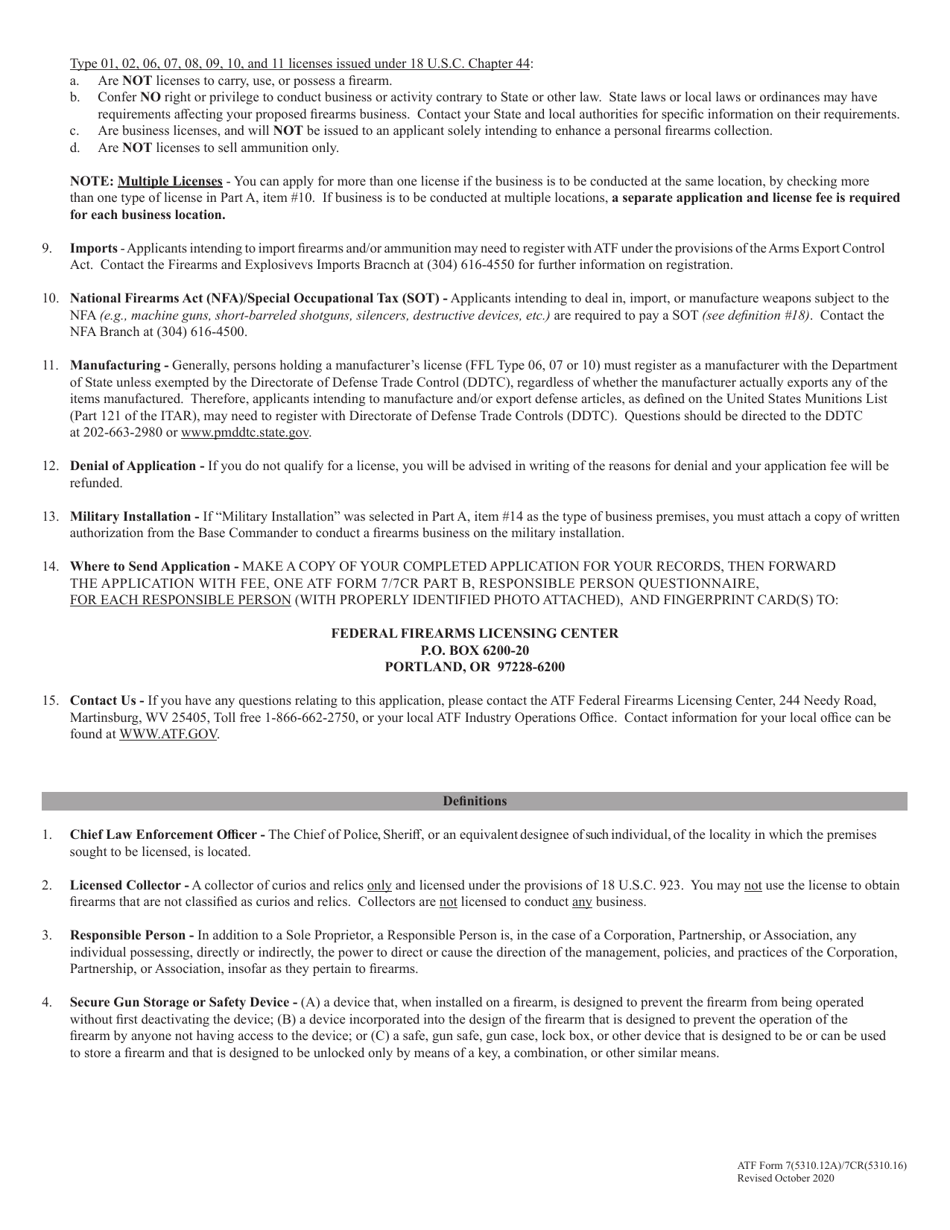 ATF Form 7 / 7CR (5310.12A / 5310.16) Part B Responsible Person Questionnaire, Page 4