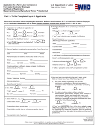 Form WH-530 Application for a Farm Labor Contractor or Farm Labor Contractor Employee Certificate of Registration