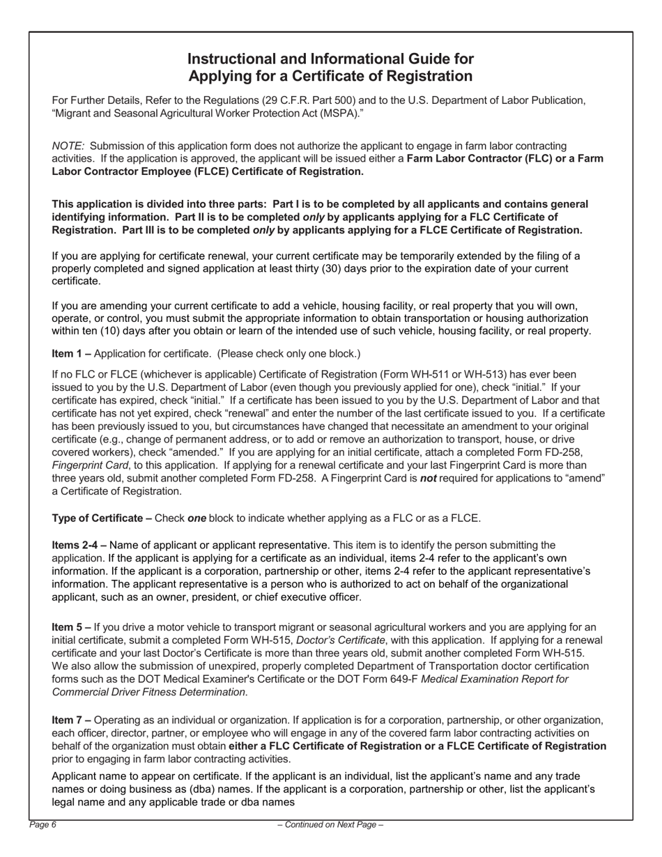 Form WH-530 Application for a Farm Labor Contractor or Farm Labor Contractor Employee Certificate of Registration, Page 6