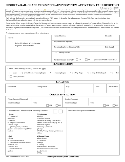 FRA Form 6180.83  Printable Pdf