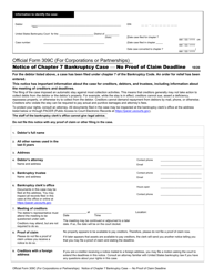Document preview: Official Form 309C Notice of Chapter 7 Bankruptcy Case - No Proof of Claim Deadline Set (For Corporations or Partnerships)