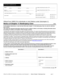Document preview: Official Form 309E2 Notice of Chapter 11 Bankruptcy Case (For Individuals or Joint Debtors Under Subchapter V)