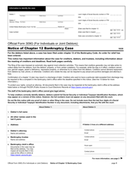 Document preview: Official Form 309G Notice of Chapter 12 Bankruptcy Case (For Individuals or Joint Debtors)