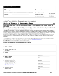 Document preview: Official Form 309H Notice of Chapter 12 Bankruptcy Case (For Corporations or Partnerships)