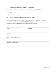 Form AO250 &quot;Motion for Sentence Reduction Under 18 U.s.c. Section 3582(C)(1)(A)&quot;, Page 6