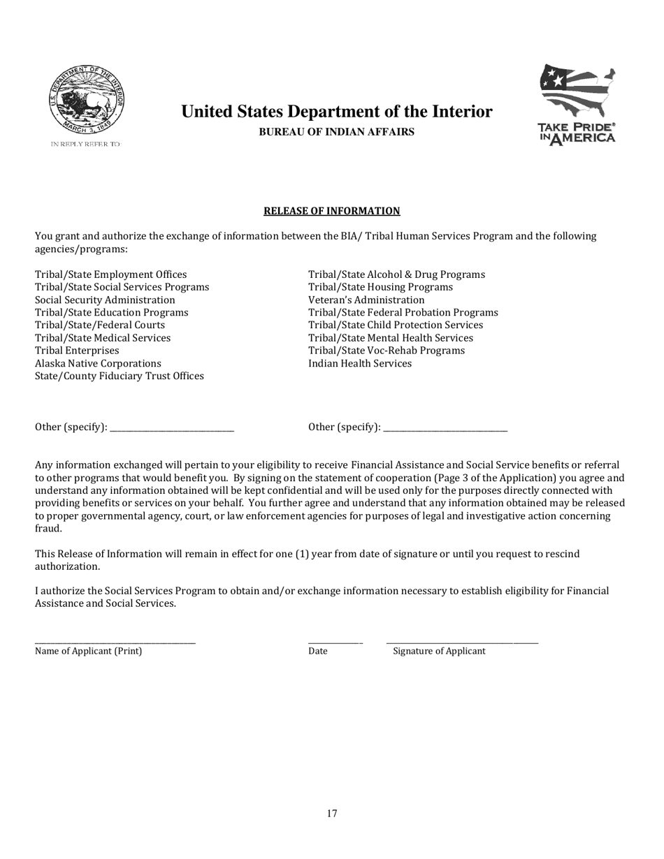 BIA Form 5-6601 Application for Financial Assistance and Social Services, Page 19
