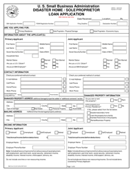 Document preview: SBA Form 5C Disaster Home / Sole Proprietor Loan Application