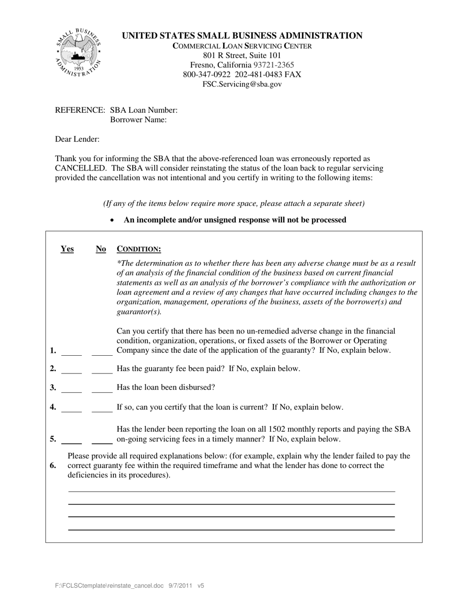 Request Loan Reinstatement, Page 1