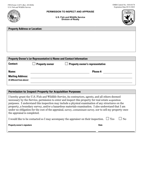 FWS Form 2471  Printable Pdf