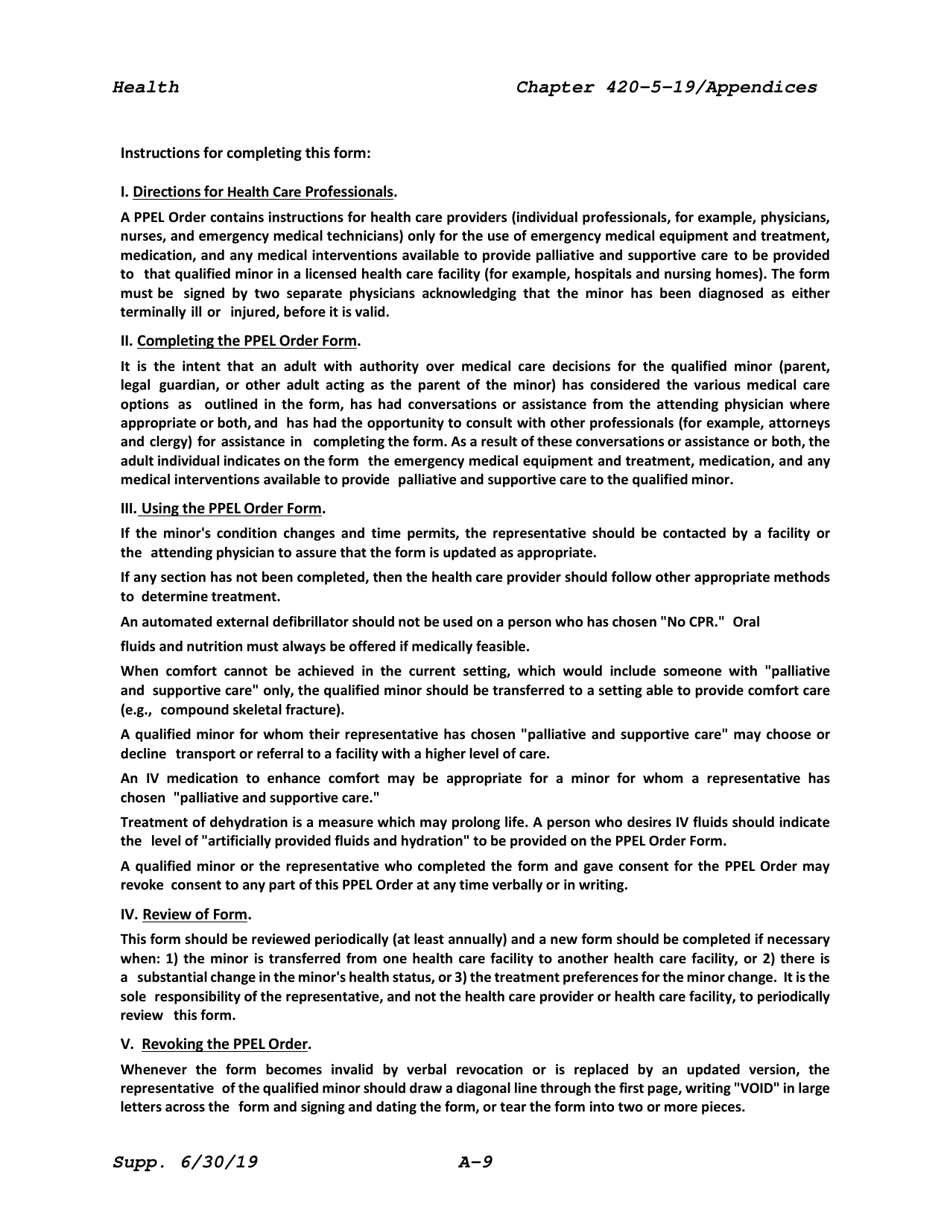 Appendix III Alabama Order for Pediatric Palliative and End of Life (Ppel) Care - Alabama, Page 4