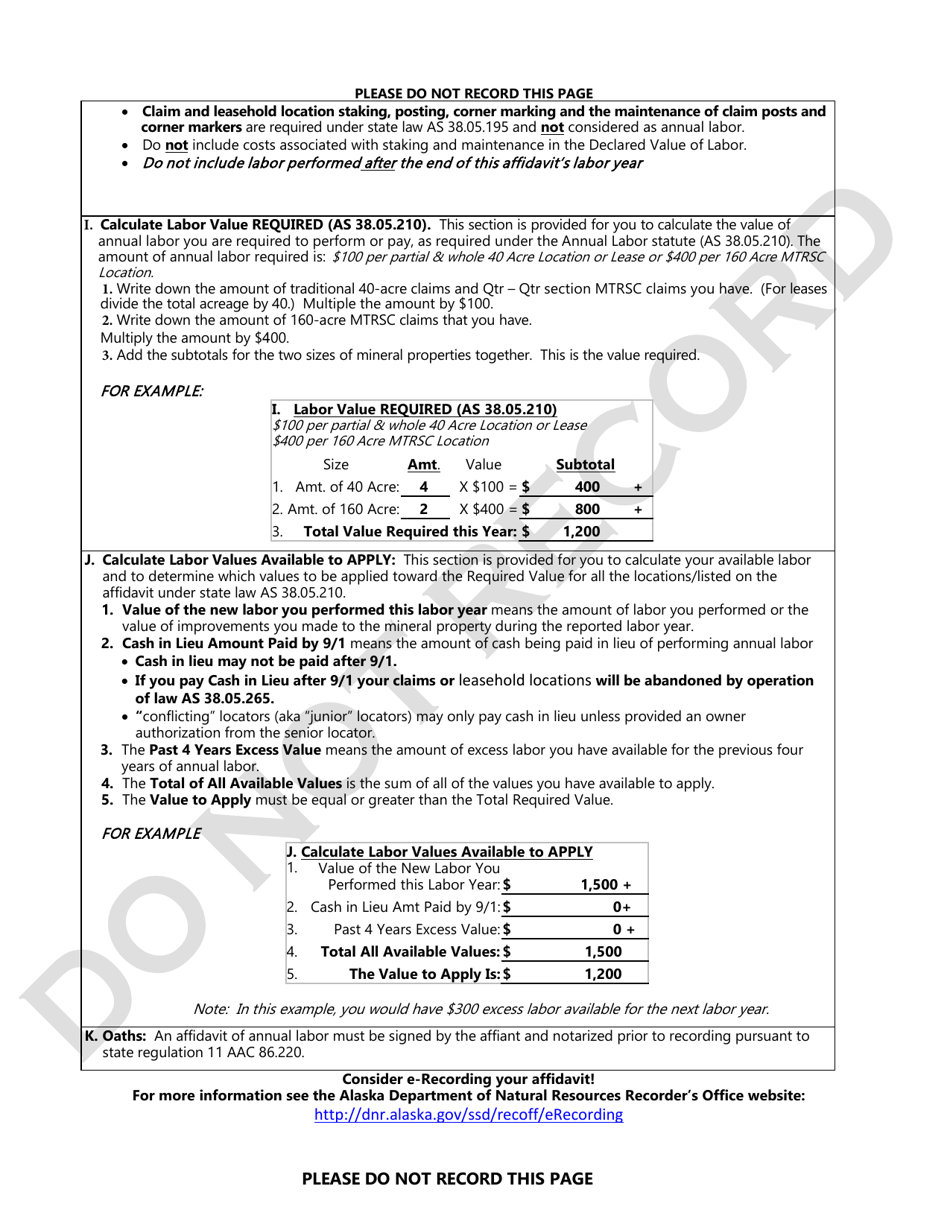 Form 102-4065 Affidavit of Annual Labor for Mining - Alaska, Page 4