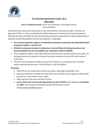 Form 05-21-009 Test Security Agreement Levels 1 &amp; 2 - Alaska