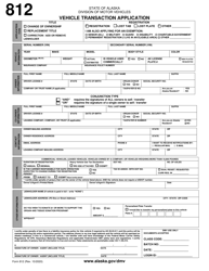 Form 812 Vehicle Transaction Application - Alaska