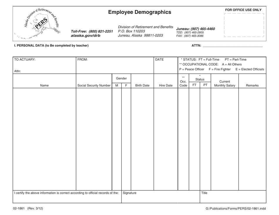 Form 02-1861 Employee Demographics - Alaska, Page 1