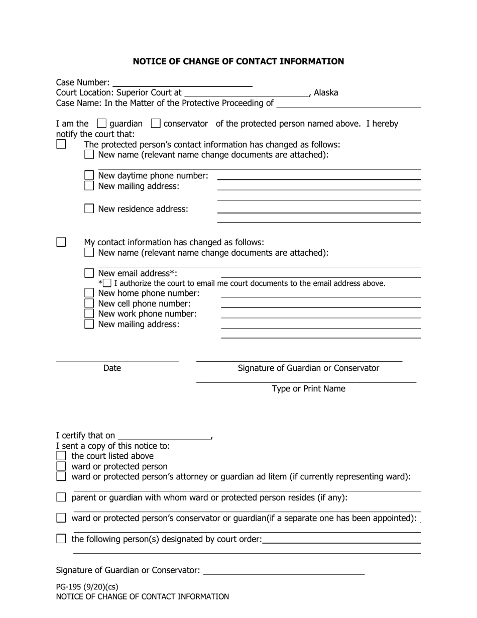 Form PG-195 Download Fillable PDF or Fill Online Notice of Change of ...