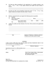 Form PG-610 Petition for Appointment of a Guardian for a Minor - Alaska, Page 3