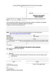 Document preview: Form TF-718 Request for Remote Video Hearing - Alaska