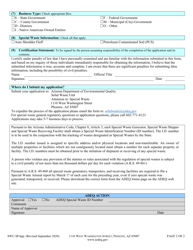 Special Waste Id Number Application - Arizona, Page 2
