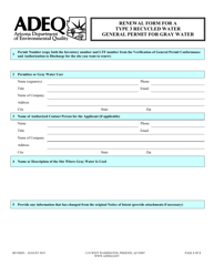 Renewal Form for a Type 3 Recycled Water General Permit for Gray Water - Arizona, Page 2