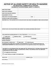 Document preview: Form ADOSH ICA2213 Notice of Alleged Safety or Health Hazards - Arizona