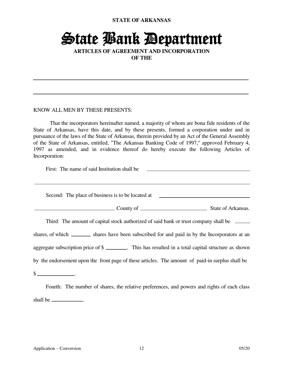Application for Conversion to a State Charted Bank - Arkansas, Page 12