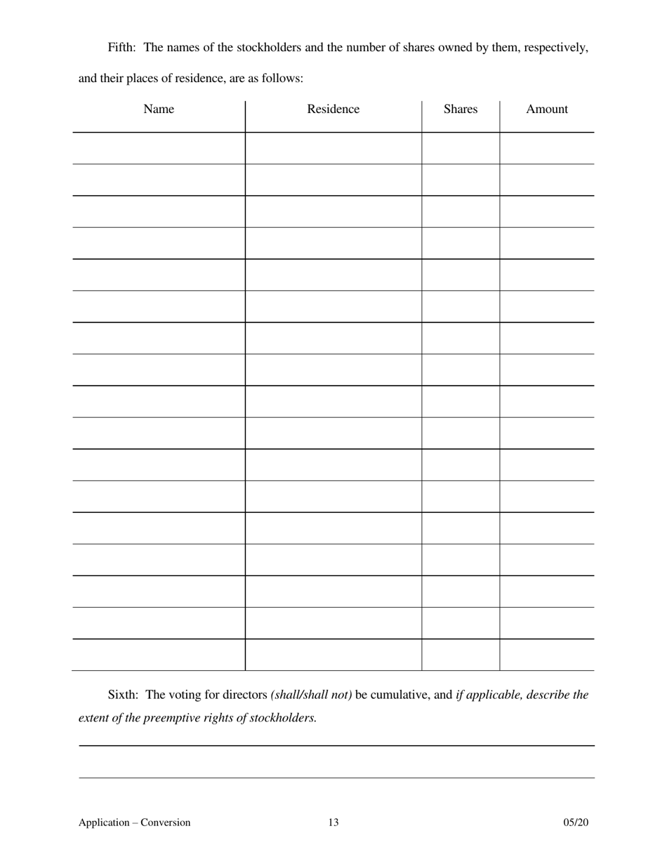 Application for Conversion to a State Charted Bank - Arkansas, Page 13