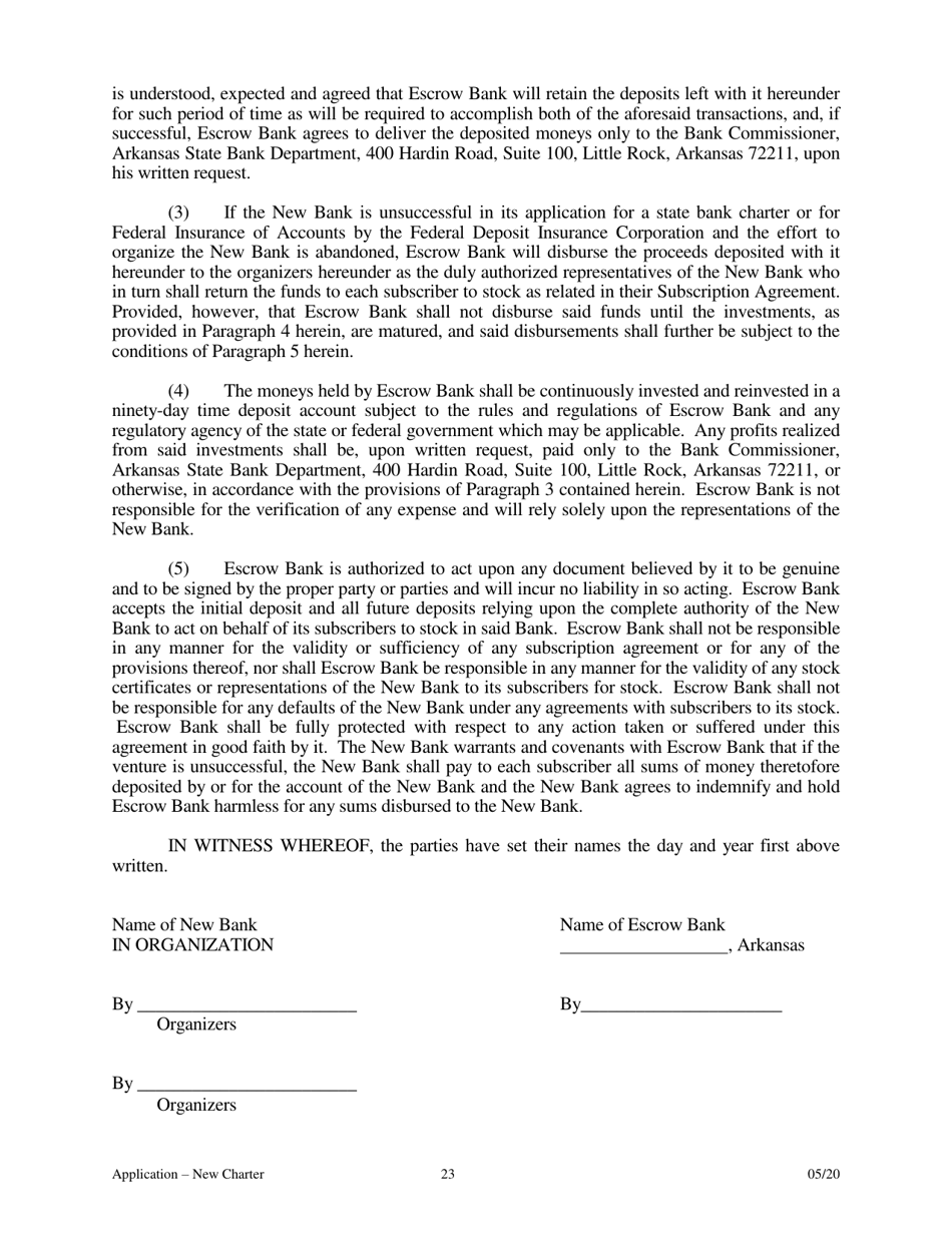 Application for Proposed State Bank Charter - Arkansas, Page 23