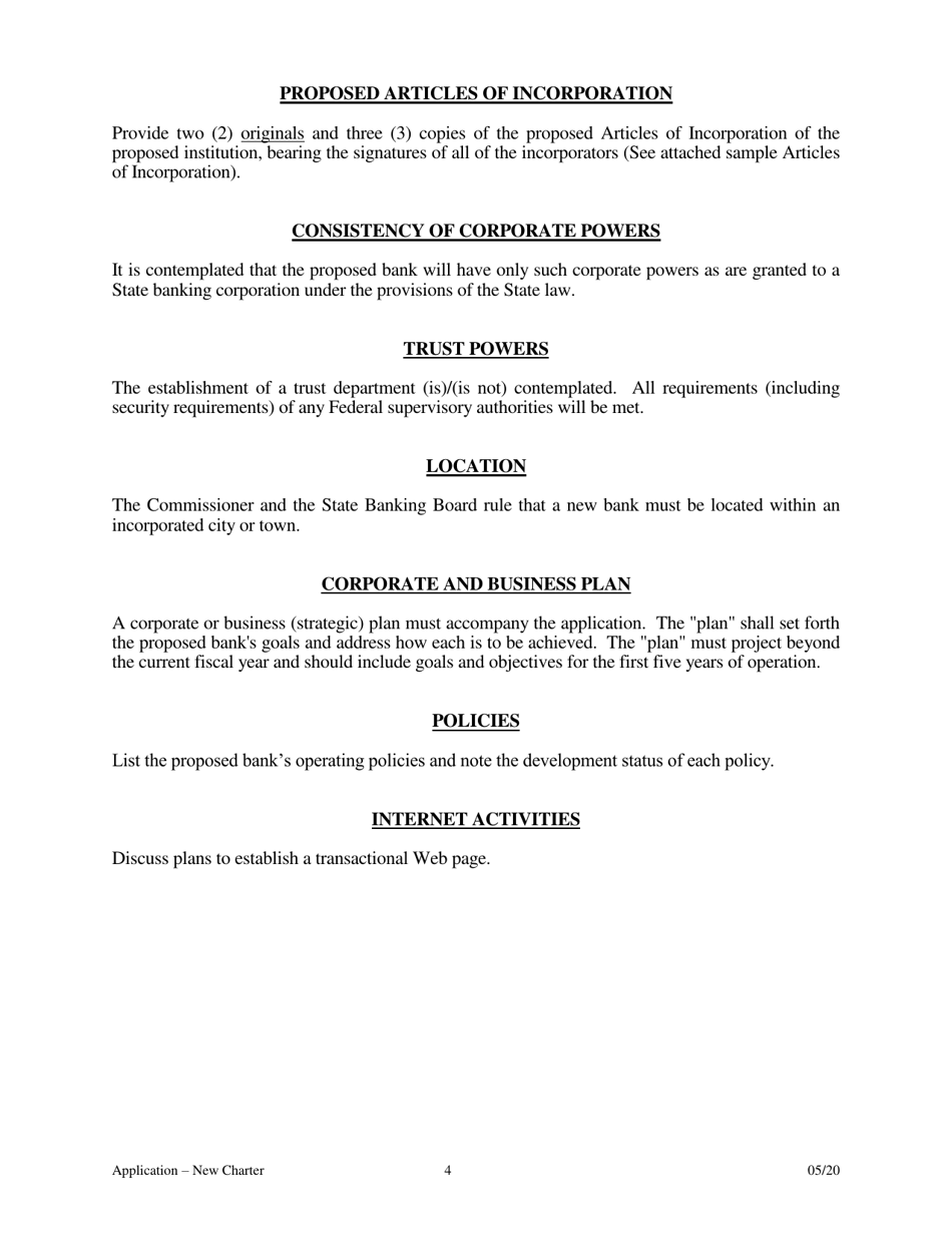 Application for Proposed State Bank Charter - Arkansas, Page 4