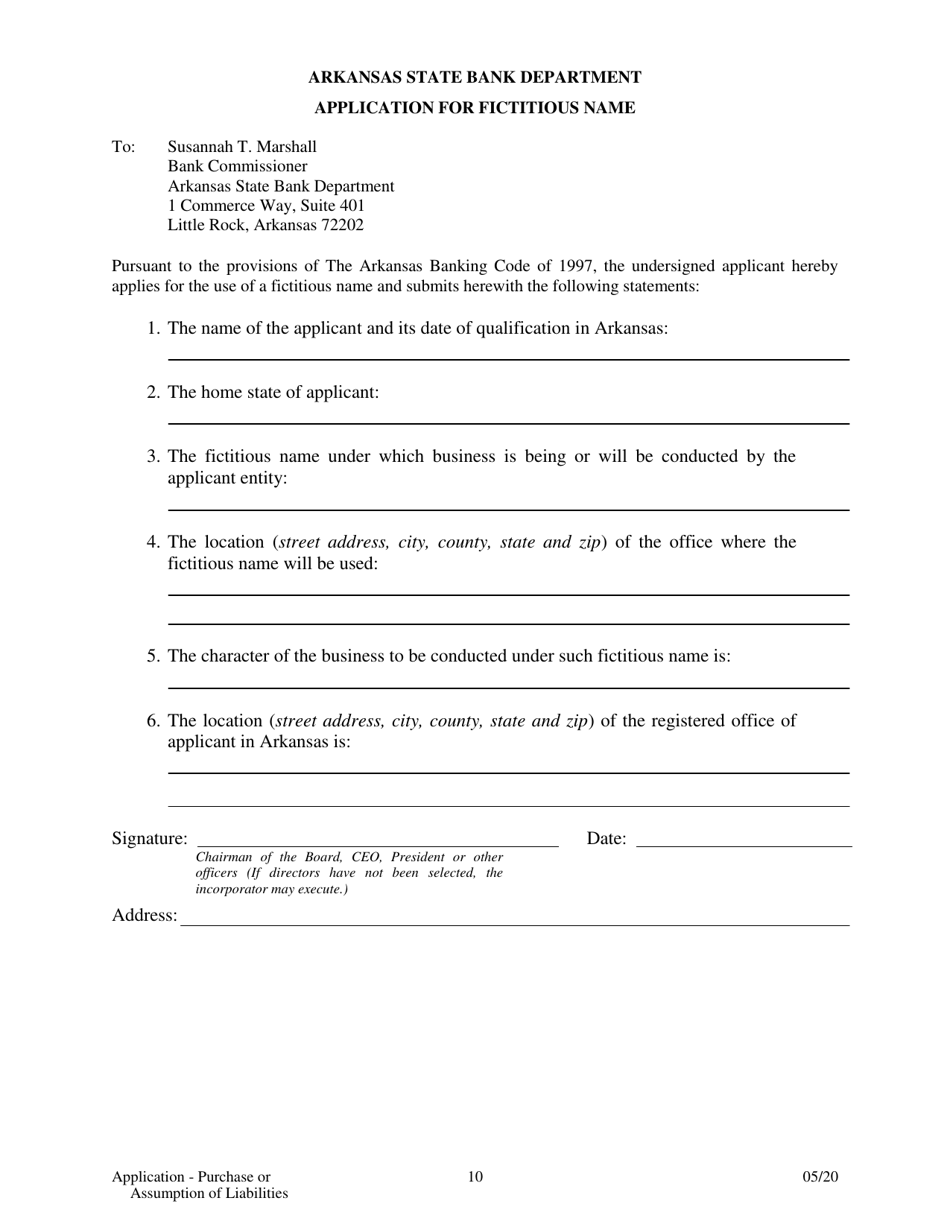 Application - Purchase or Assumption of Liabilities ( 50%) - Arkansas, Page 10