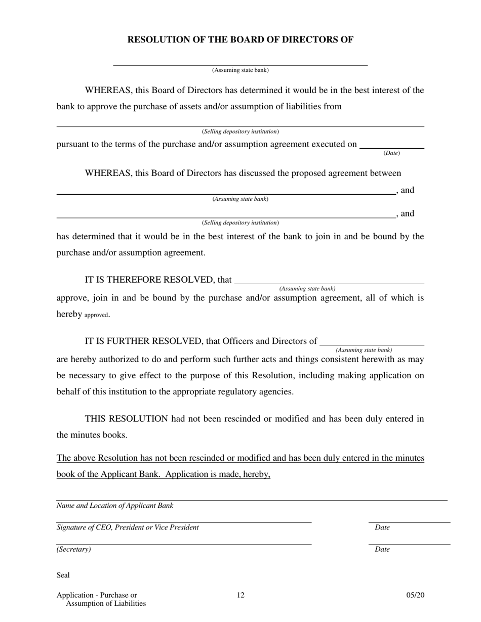 Application - Purchase or Assumption of Liabilities ( 50%) - Arkansas, Page 12