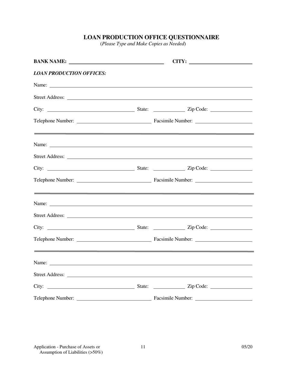 Application for Purchase of Assets or Assumption of Liabilities - Arkansas, Page 11