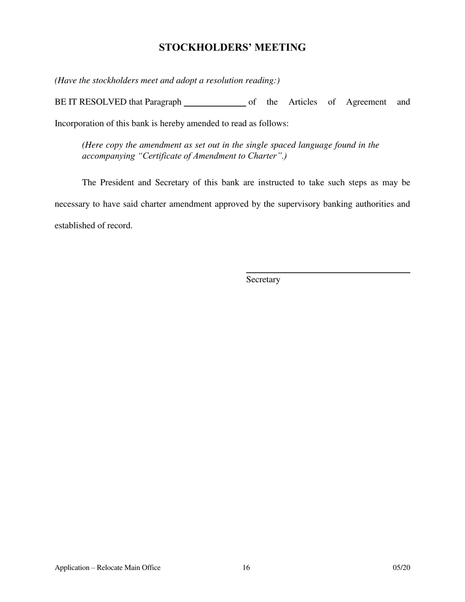 Application to Relocate Main Office - Arkansas, Page 17
