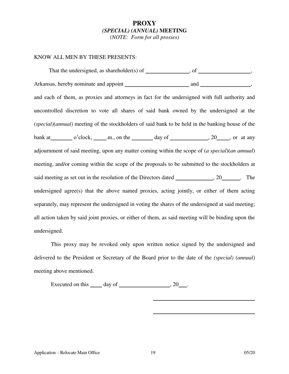 Application to Relocate Main Office - Arkansas, Page 20