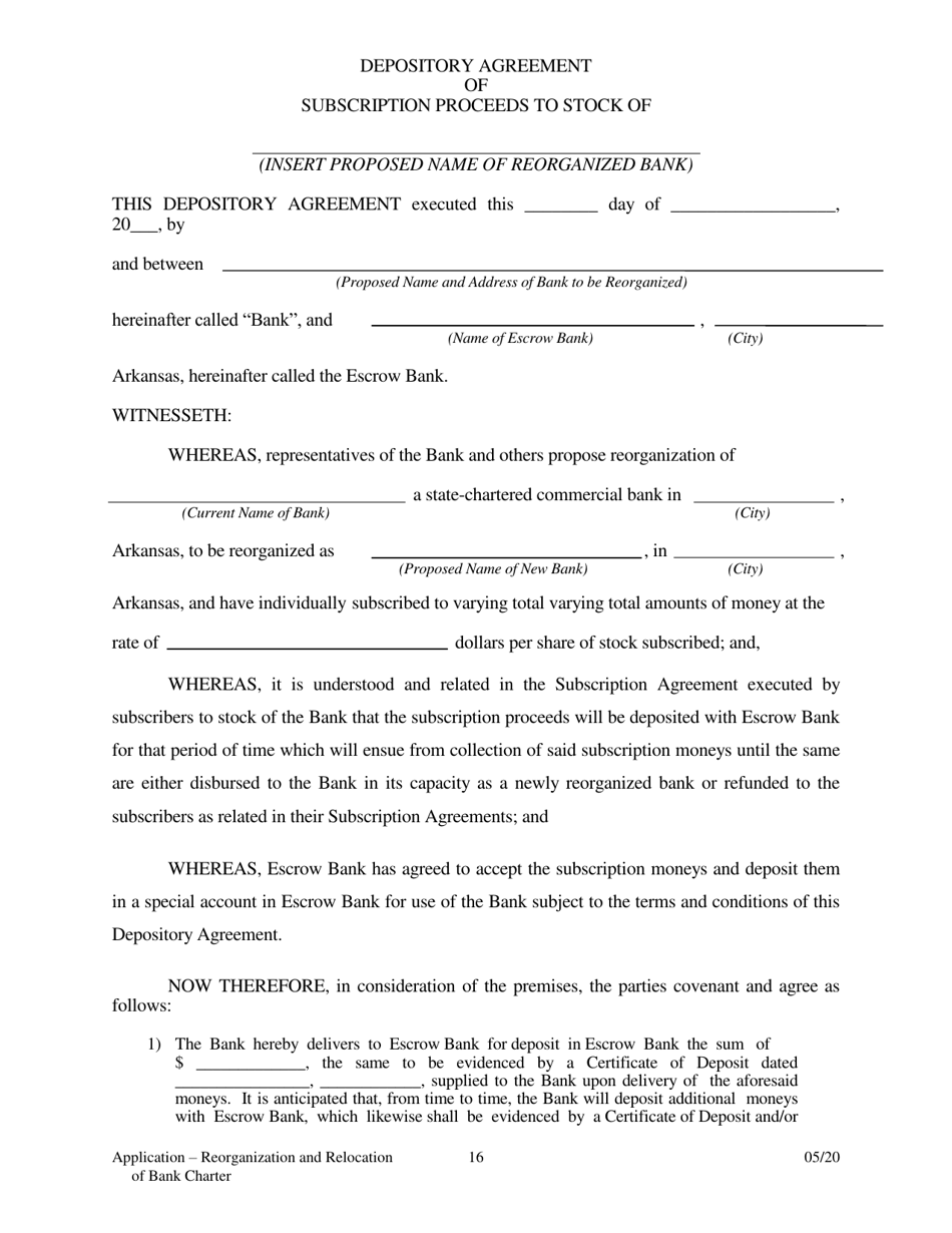 Application to Reorganize and Relocate Bank Charter - Arkansas, Page 16