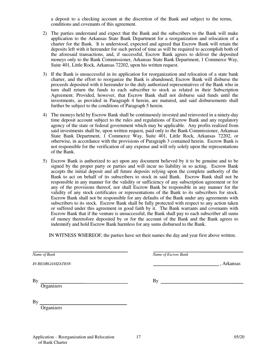 Application to Reorganize and Relocate Bank Charter - Arkansas, Page 17