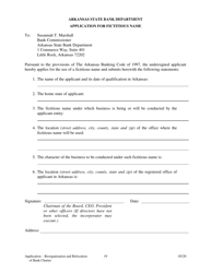 Application to Reorganize and Relocate Bank Charter - Arkansas, Page 19