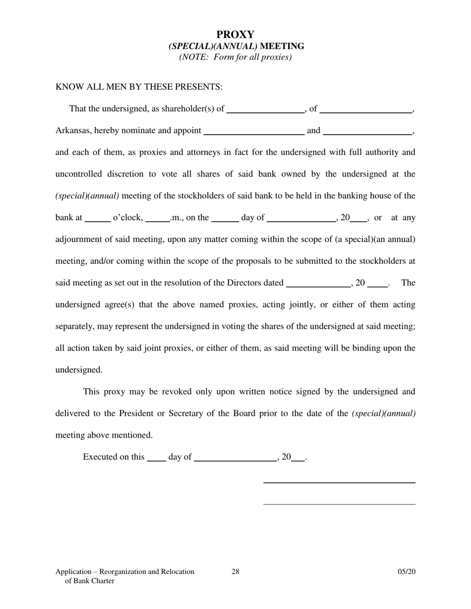 Application to Reorganize and Relocate Bank Charter - Arkansas, Page 28