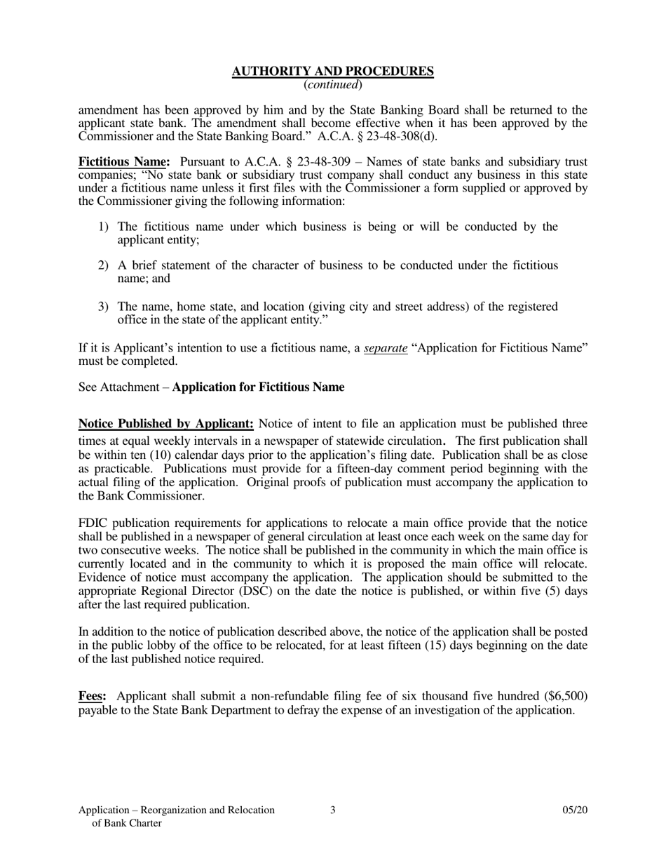 Application to Reorganize and Relocate Bank Charter - Arkansas, Page 3