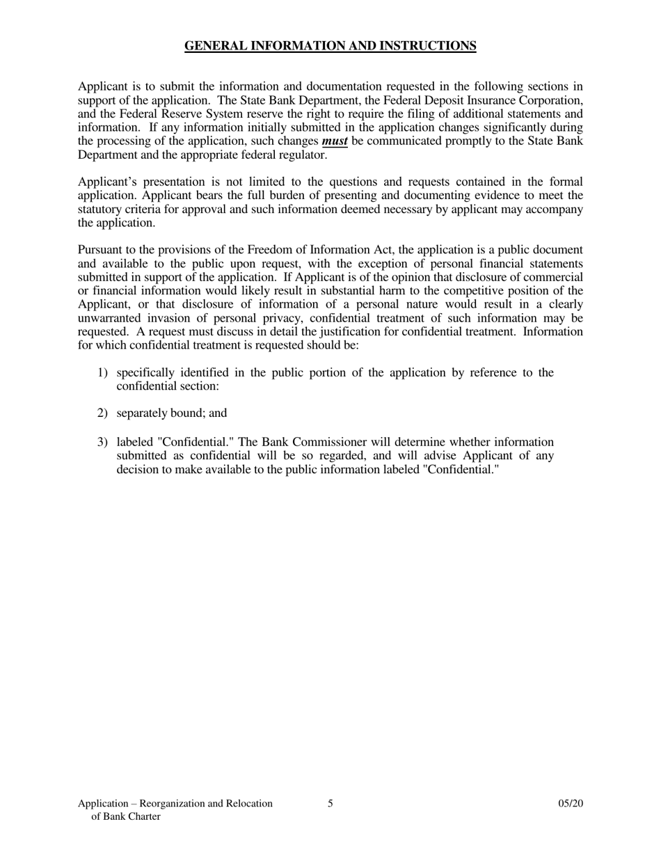 Application to Reorganize and Relocate Bank Charter - Arkansas, Page 5
