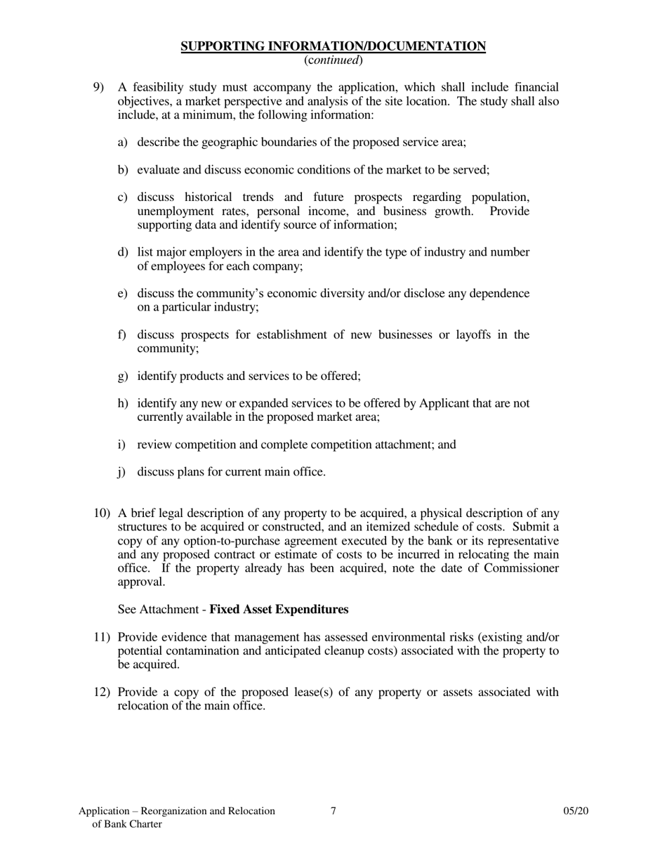 Application to Reorganize and Relocate Bank Charter - Arkansas, Page 7